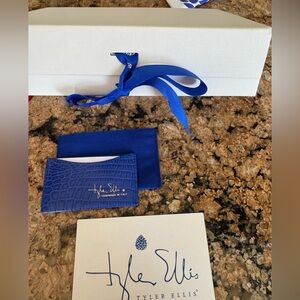 Tyler Ellis Blue  crocodile skin Card Holder